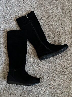 Wilmar Knee High Winter Boots Womens EU 37 US 7 Black Suede Faux Fur Lined